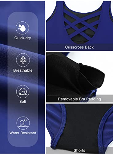 Aleumdr Swimsuits for Women One Piece Womens Swimsuits Racerback Athletic Bathing Suits for Women Sports Training Swimwear Blue Er X-Large - Image 5