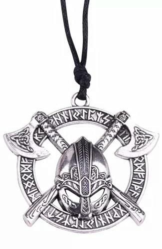 Pendentif Runes Vikings Collier Acier Vieilli Style Guerrier Ne Noircit Pas
