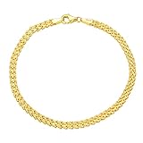 18K Real Yellow Gold Bracelet for Women, 3.2MM Width Gold Italian Link Chain bracelets Jewelry Anniversary Birthday Gifts for Mom, Wife 6.7Inch