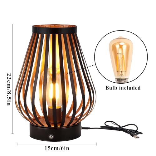 JHY DESIGN Set of 2 Dimmable Touch Bedside Table Lamp 8.5''H Rechargeable Battery Powered Lamp with LED Edison Style Bulb Cordless Accent Light for Weddings Parties Patio Events for Indoors Outdoors by JHY DESIGN - Used condition - Image 5