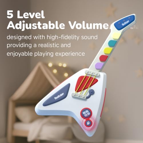 Image of MiniExplorer Kids Electric Guitar Toy | 4 Sound Modes Musical Instrument for Toddlers & Kids | Interactive Music Learning for Beginners | Educational & Fun Toy Gift for Boys & Girls Ages 1+