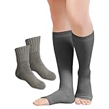 [Maison Peony] メゾンピオニー 着圧ソックス 妊婦 シルク混 マタニティ 夜用 寝る時 1足 フリーサイズ ひざ下 産後 日本製 (チャコールグレー＋毛混ルームソックス)