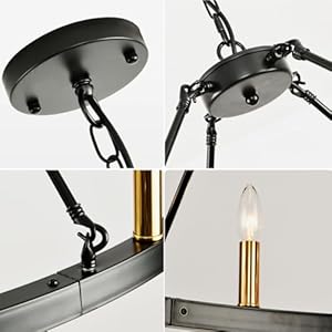 6-Light Black and Gold Chandelier, Farmhouse Wagon Wheel Chandelier, Rustic Chandeliers for Dining Room, Round Kitchen Island Iight Fixtures, Dining Room Light Fixtures Over Table 6 Light Black and Gold Chandelier Farmhouse Wagon Wheel Chandelier Rustic Chandeliers for Dining Room Round Kitchen Island Iight Fixtures Dining Room Light Fixtures Over Table