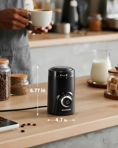 Image of SHARDOR Electric Coffee Grinder, 70g Large Capacity Spice Grinder with Visual Timing Knob for Precise Grind, Quiet Coffee Bean Grinder for Espresso, French Press, Herbs and Grains, Black