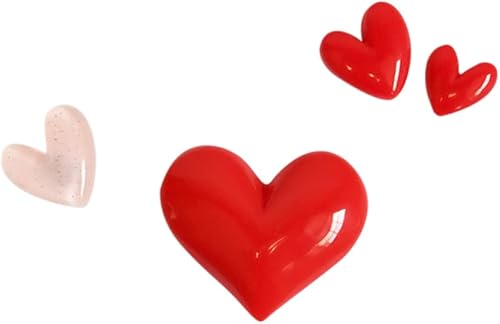 4 Stück herzförmige Kühlschrankmagnete, rot und rosa Liebe, kleine dekorative Ma