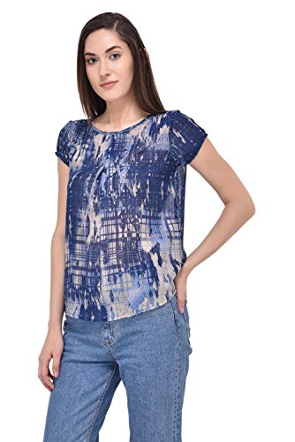Image of mayra Women's Georgette Blue Color Short Sleeve Top