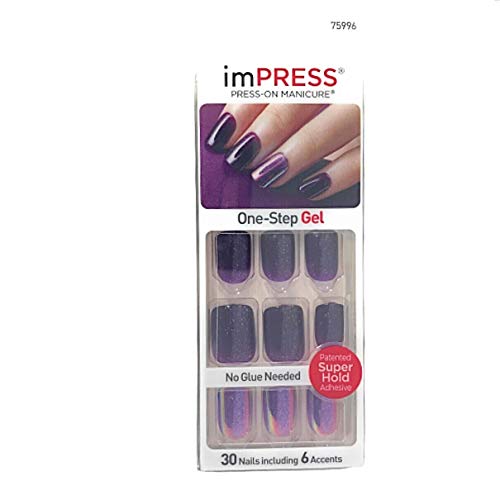 Kiss imPress Press On Manicure Purple Gel Nails # 75996 Shocking