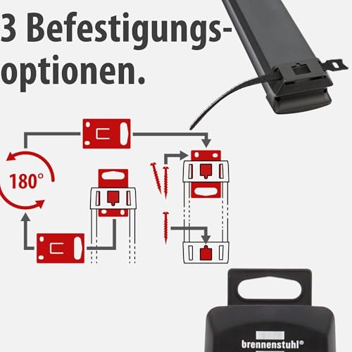 Brennenstuhl Premium-Line Steckdosenleiste 6-Fach (Mehrfachsteckdose mit 3m Kabel und Schalter, mit Aufhänge-Vorrichtung, 2-Fach USB 3,10A, Steckdosenleiste Wandmontage, Made in Germany) schwarz