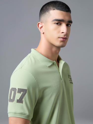 Image of TECHNOSPORT Men's Slim Fit Solid Half Sleeve Polo T-Shirt for Gym, Sports & Running