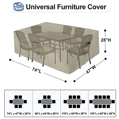 Outdoorlines Outdoor Waterproof Patio Table Furniture Set Covers - Rectangle Couch Sectional Cover Outside Weatherproof Patio Furniture Covering For Deck, Lawn And Backyard 74"L X 47"W X 28"H, Camel #TOP1