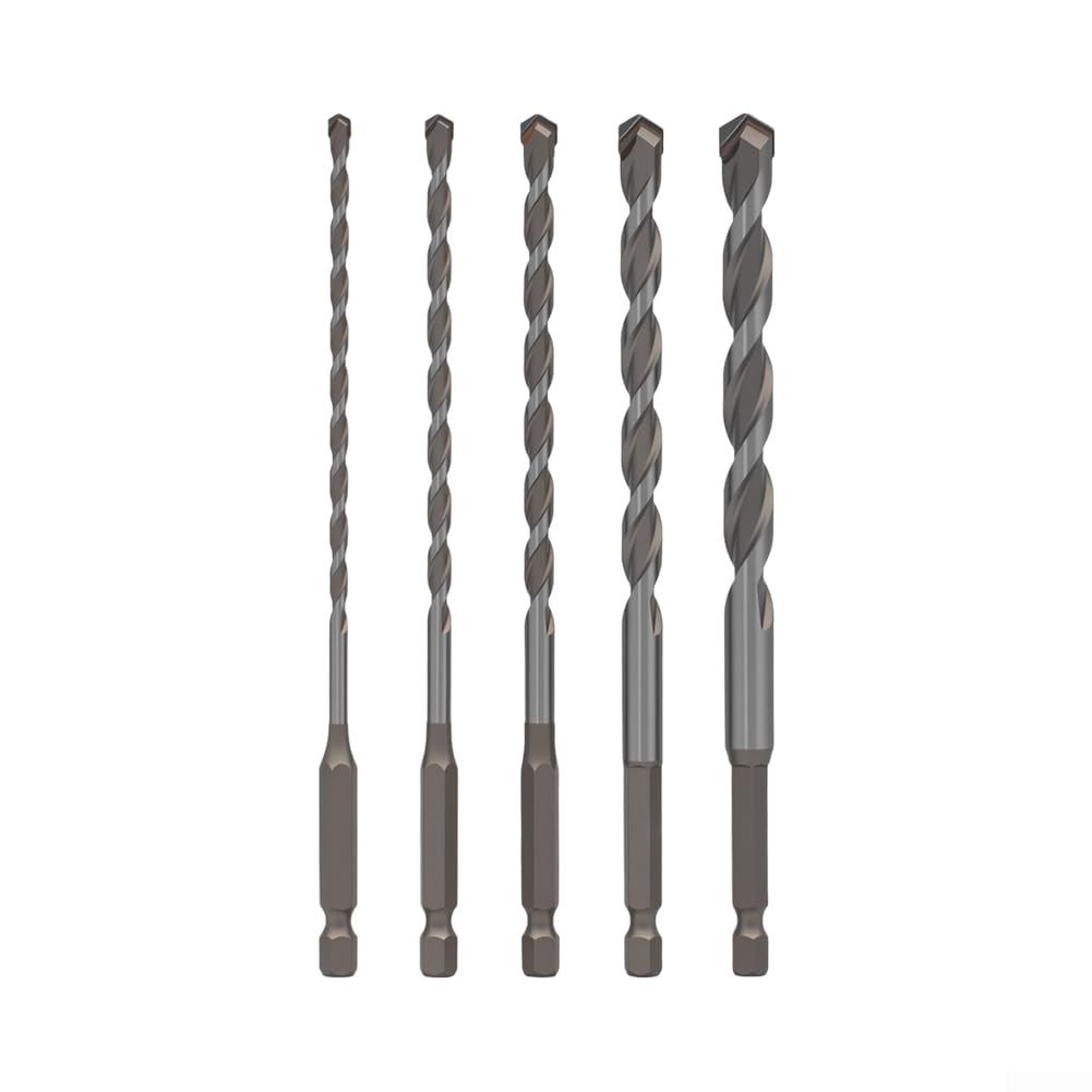 5pcs Brocas Carburo Triangulares Punta Industrial para Hormigón Vidrio para madera para vástago Hexagonal 6.35mm Set Multifunción