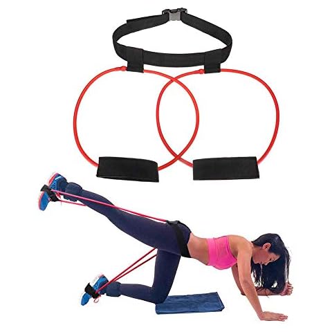 Women Booty Band Belt - Resistance Band Muscle Waist Belt - Adjustable Workout Loop Ladies Elastic Muscles Trainer Fitness Body Glute Lifter Exercise (Red+Black) Cover