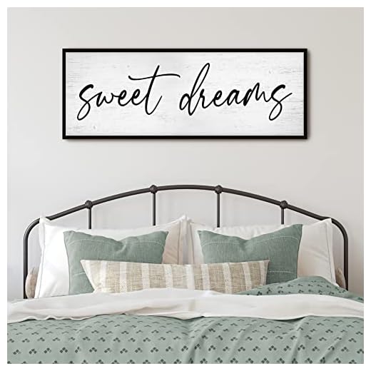GraceView Sweet Dreams Wall Decor - 42”X15”Sweet Dreams Framed Wall Decor for Bedroom Wall Decor Above Bed for bedroom Aesthetic And Minimalist Wall Art Canvas (Black)