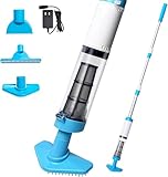 Poolsauger mit Akku, 3-in-1 Kabelloser Pool Handsauger mit Teleskopstange – Wiederaufladbarer Poolstaubsauger für kleine Pools, Spas & Whirlpools, 90 Minuten Laufzeit, Blau