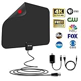[2019 Latest] Amplified TV Antenna 60-85 Miles Range - HD Digital TV Antenna Support 4K 1080P & All TVs with Powerful Detachable Singal Amplifier -13.5ft Longer Coax Cable