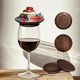 Hmsimqfy Premium Wooden Wine Glass Charcuterie Topper,Elegant Bug Repelling Covers for Wine Glasses,Ideal Accessory for Charcuterie Boards. (Wood, 4)