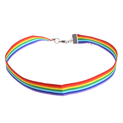 Qlychee We-buys Retro Rainbow Ribbon Gay Pride Chokers Colorful LGBT Necklace