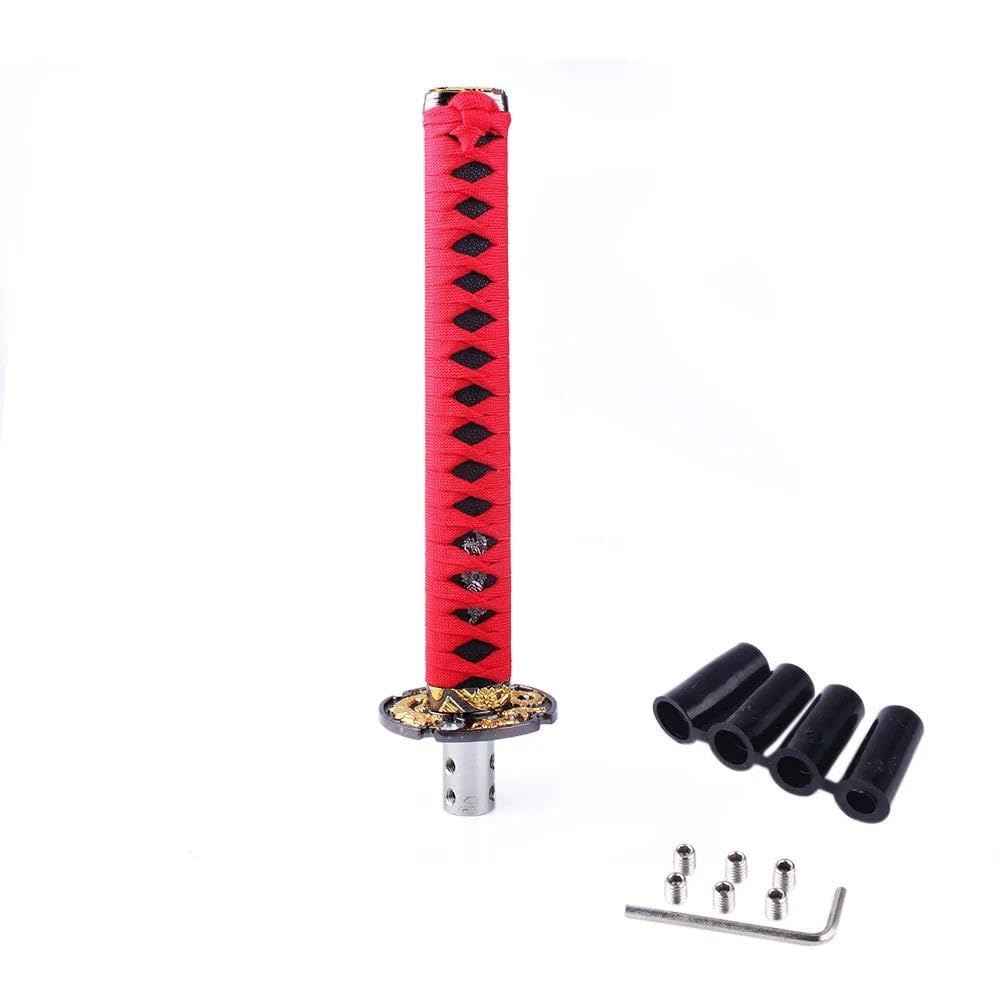 HYASDBWE Universal Car Racing Manual Gear Shift Knob Samurai Sword Car Gear Lever 10cm/15cm/20cm/26cm Gear Shifter Parts(Red,26cm)