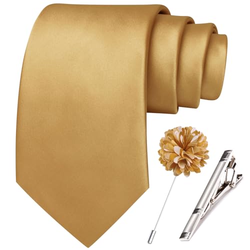 Image of Hi-Tie Men's Extra Long Solid Satin Tie Set 63 Inch /70 Inch Formal Necktie