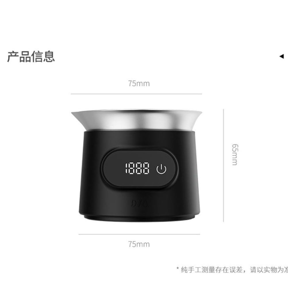 Balance à café numérique de précision 0,1 g avec tasse doseuse pour expresso, design en acier inoxydable 304, rechargeable par USB, noir