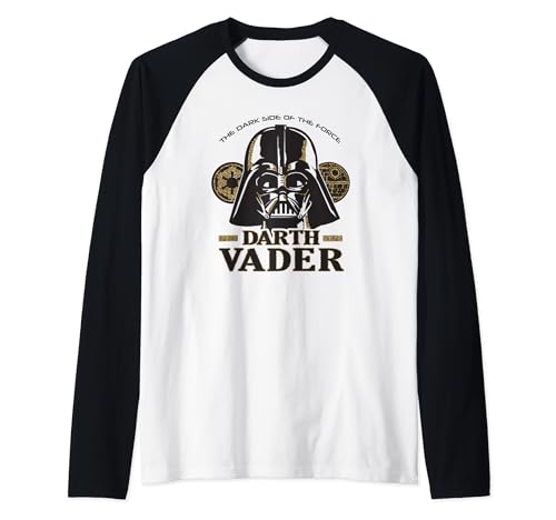 Star Wars Dark Side Of The Force Darth Vader Raglan Baseball Tee, Black
