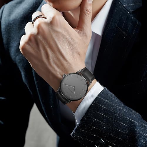 Image of HOLSTOUR Watches for Men Minimalist Fashion Business Wrist Watch Analog with Leather Strap