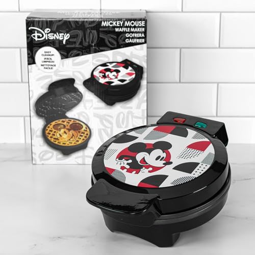 Image of Uncanny Brands Disney Mickey Mouse Waffle Maker - Non-Stick Round Waffle Iron - Easy to Use and Clean