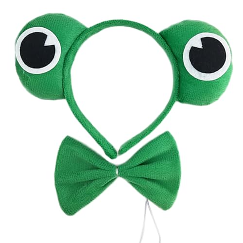 Kalttoy Diademas de dibujos animados de rana, corbatín, falda, diadema de Halloween, diadema de princesa de dibujos animados, juego de corbatín, diadema de rana para adultos