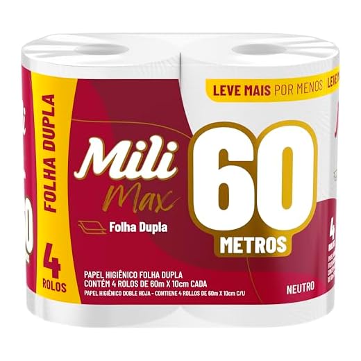 Mili, Papel Higiênico Folha Dupla 4 Rolos, 60 Metros