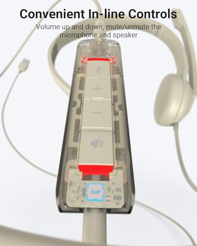 Image of NUBWO HW02 USB Headset with Microphone Noise Cancelling &in-line Control, Ultra Comfort Computer Headphones for Laptop pc, On-Ear Wired Office Call Center Headsets for Boom Skype Webinars (Apricot)