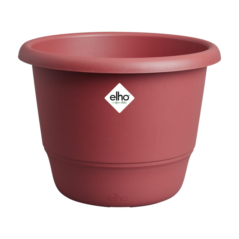 elho Amiga Round 25 - Plant Pot for Indoor & Outdoor - 100% Recycled Plastic - Ø 24.5 x H 18.5 cm - Red/Theatre Red