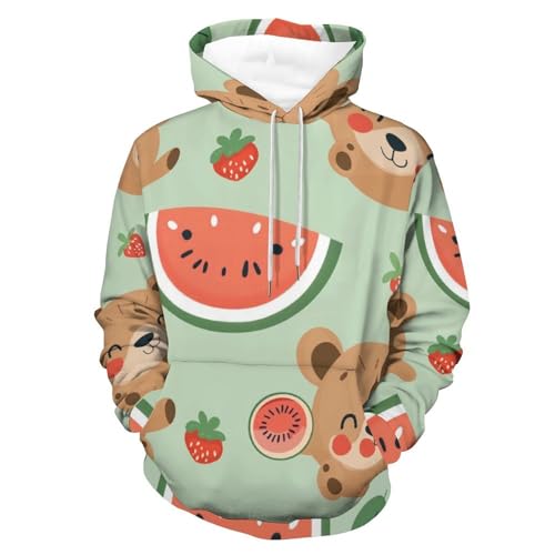 Sweat à capuche ours pastèque pour homme et femme en taille S