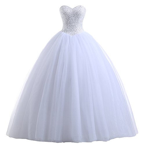 Beautyprom Women's Ball Gown Bridal Wedding Dresses (16, White)