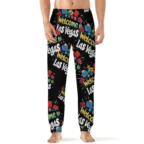 Welcome To Las Vegas Cards Dices Breathable Mens Pajama Pants Lounge Sleep PJ Bottoms Sleepwear Jogger