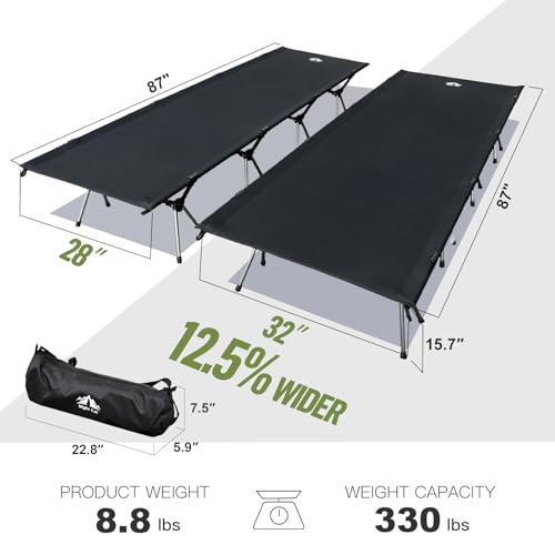 Image of Night Cat Camping Cot Bed - Portable Folding Sleeping Cots for Adults 1-Person Outdoor Elevated Off-Ground Beds Easy Set-up Army Sleeping Bed 87 inchx32 inch