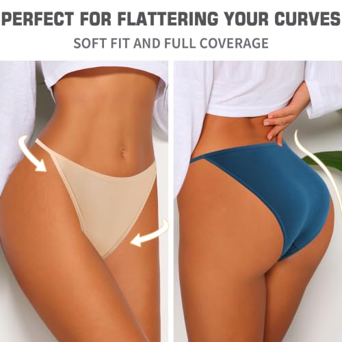 Image of Eiggam Women's Cotton Bikini Panties,High-Cut Full Coverage Stretch Cool Underwear for Women