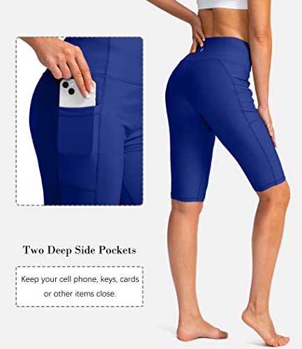 Image of SANTINY Women's High Waisted Swim Shorts with Pockets UPF50+ Long Board Swimming Shorts for Women with Liner