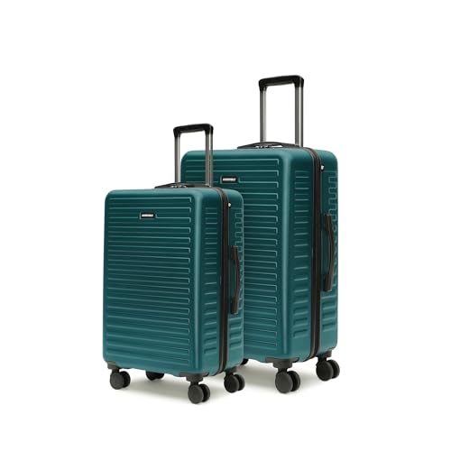 Image of Assembly Luggage trolley set of 2- Medium Check-in + Check-in Large with TSA Locks & 8 Spinner Wheels, Spacious Polycarbonate Hard Shell Trolley Bags for Business Travel & Vacations, Green, 24+28 Inch