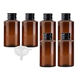 bpzxl 6 pezzi 100ml marrone plastique con coperchio a vite in nero alluminio flacone per riempire lozioni, shampoo, saponi per il corpo e trucchi, ecc.