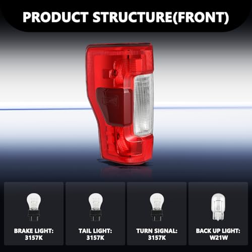 Image of Aosky Halogen Tail Light Assembly Compatible with 2017-2019 Ford F250 F350 Super Duty with Blind Spot Rear Taillight Brake Signal Lamp with Bulbs LH (Left Driver Side)