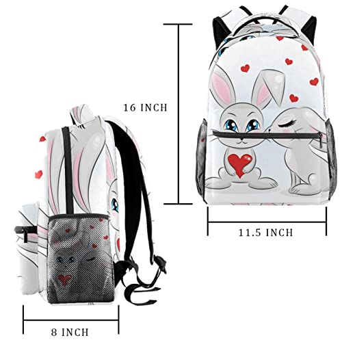 Sac à dos femme à deux lapins mignons de grande capacité