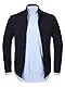 AOLI RAY Herren Strickjacke Stehkragen Cardigan mit Reißverschluß und Taschen Feinstrike Pullover Navy Blau XL