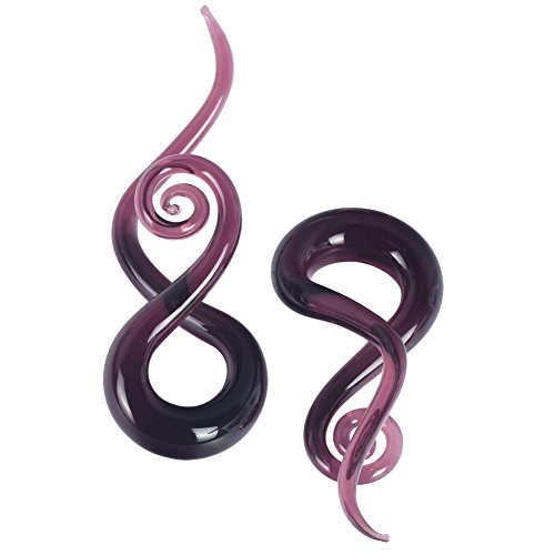 YOFANST Ear Stretching Glass Spiral Tapers Gauges 4g-9/16 inch Blue, Glow in The Dark, Purple, Green, Red4