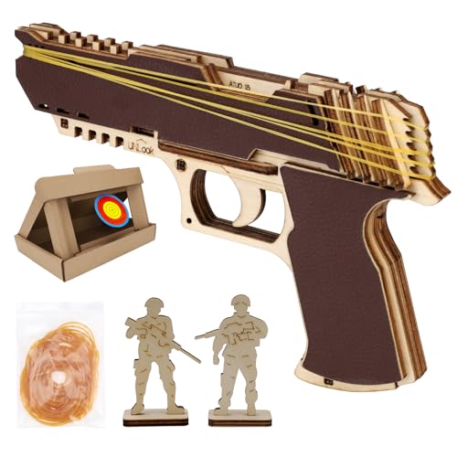 Puzzle de Madera 3D, Pistola de Goma, Rompecabezas de Madera 3D para Adultos, Juegos de Construcción Mecánicos para Adultos, Juegos de Construcción Cumpleaños