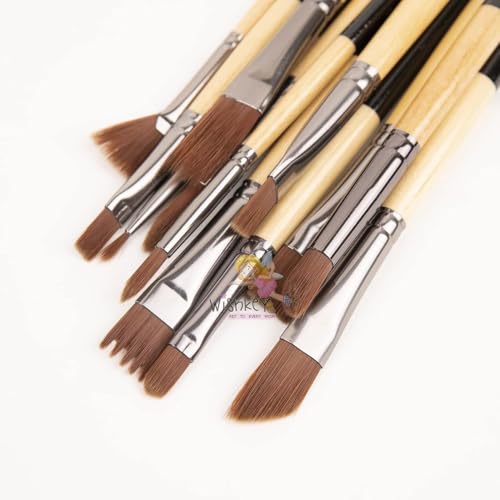 Image of WISHKEY 12 Pcs Professional Paint Brush Set with Metal Storage Box | Synthetic Bristle Brushes for Acrylic, Watercolor, Oil & Gouache Painting | Assorted Artist Brushes for Kids, Students & Adults