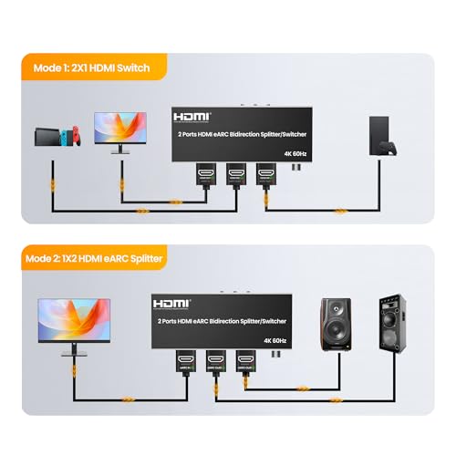 HDMI eARC Audio Extractor, HDMI Splitter 1x2, 4K@60Hz Switch 2 in 1 Out by avedio links - Used condition - Image 3