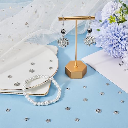 SUNNYCLUE 1 Box 300cs 10 Styles Flower Bead Caps 8mm Flat Spacer Beads Bulk Tibetan Silver Hollow Flowers Metal Vintage Floral Bead End Caps for DIY Bracelet Necklace Earring jewellery Making Supplies - Image 4