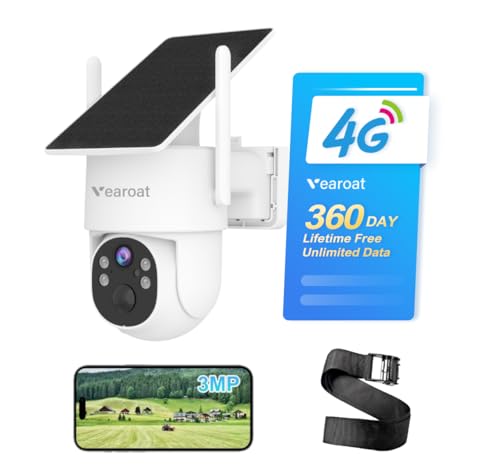 Vearoat 4G LTE Cellular Security Camera Outdoor System, 360