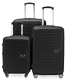 HAUPTSTADTKOFFER Mitte - Juego de 3 Maletas - Maleta de Mano 55 cm, Maleta Mediana 68 cm + Maleta de Viaje Grande 77 cm, Carcasa Rígida ABS, TSA, Negro