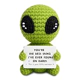 Muñeca de ganchillo Positive Alien, regalo de apoyo emocional hecho a mano, regalo de alienígena de ganchillo de felpa para alivio del estrés y comodidad, decoración única de escritorio para niños y